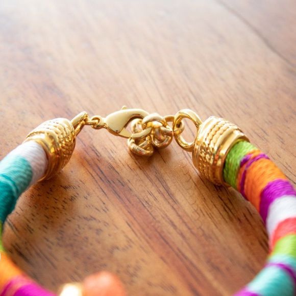 Handmade colorful bracelet gold plated adjustable new - Picture 2 of 4